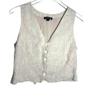 J.Crew Women's Slim Fit 100% Linen Vest Flax Beige 2024 BY698 Sleeveless size 6
